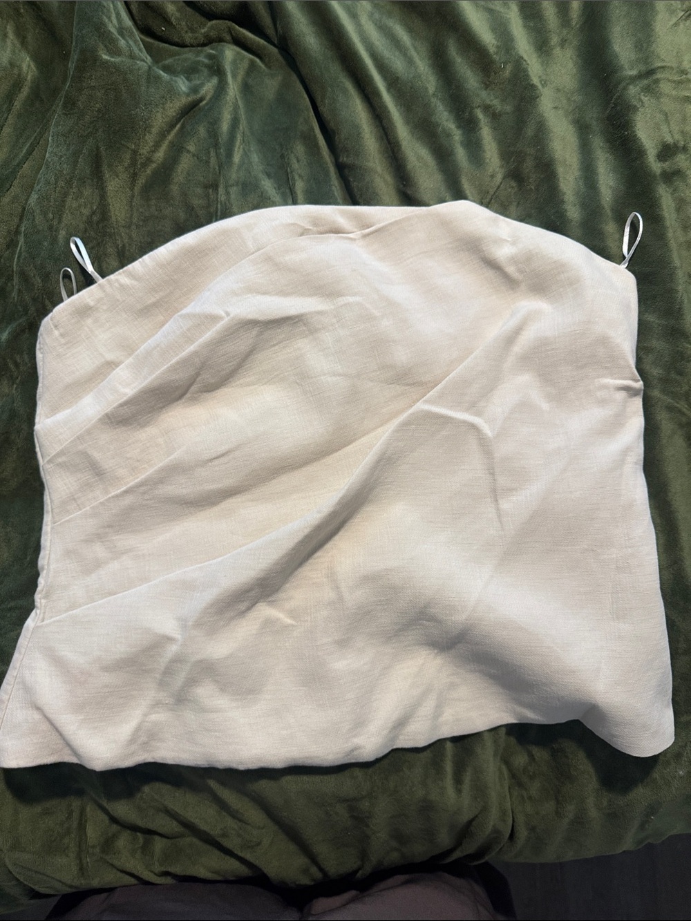 Zara Cream Linen Strapless Top